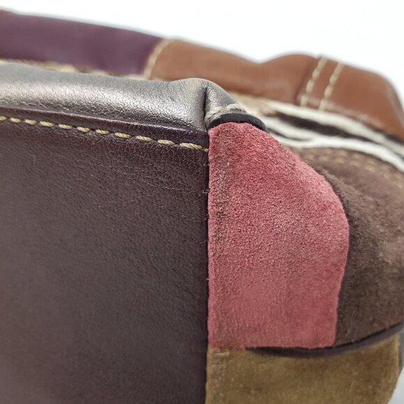 Coach Holiday Patchwork Demi Hobo Handbag - Suede Signature Mini Purse - Picture 14 of 16